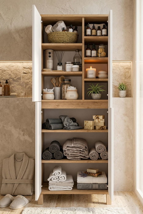Hanah Home Armario Multiusos Nord - ND15-SW Blanco, Roble y Gris